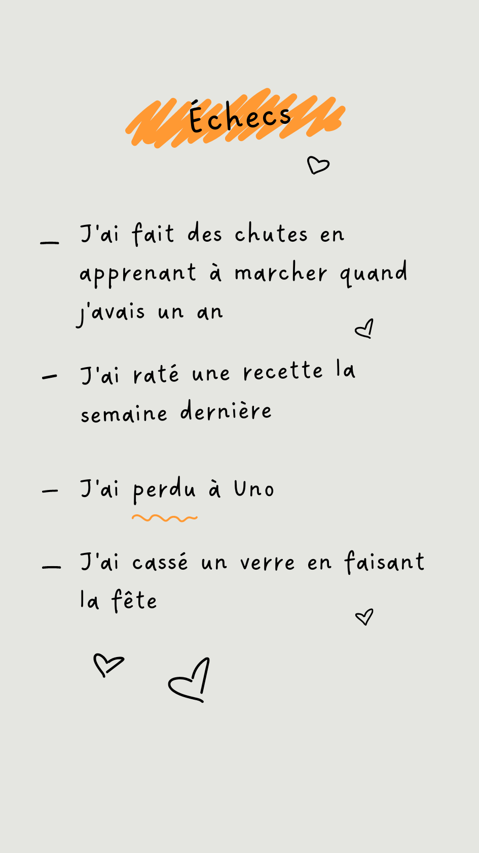Liste de mes échecs